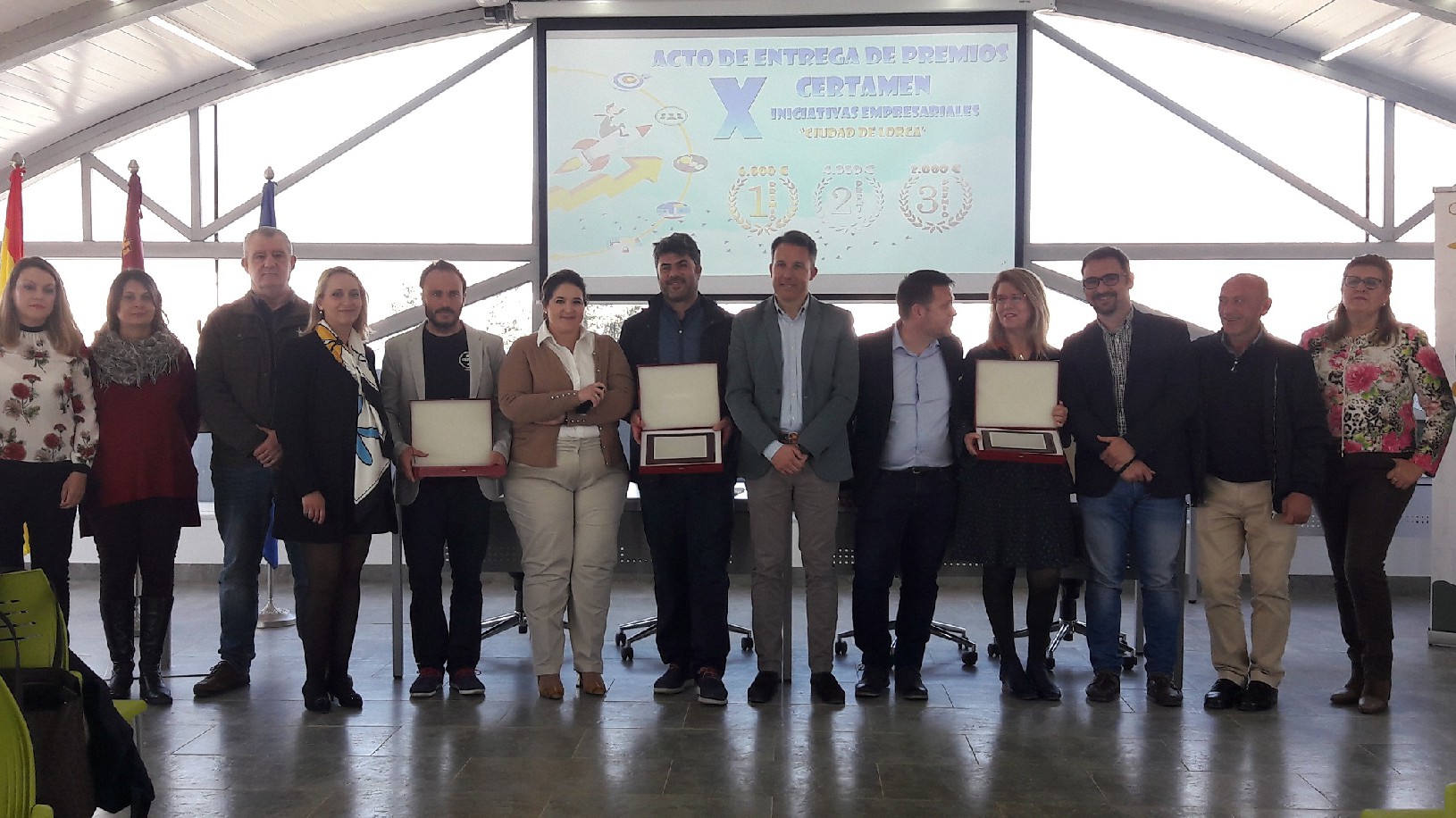 El X Certamen de Iniciativas Empresariales Ciudad de Lorca premia a los emprendedores de las firmas Aire Nuevo, Ofislor Siglo XXI y Cervezas Colapso